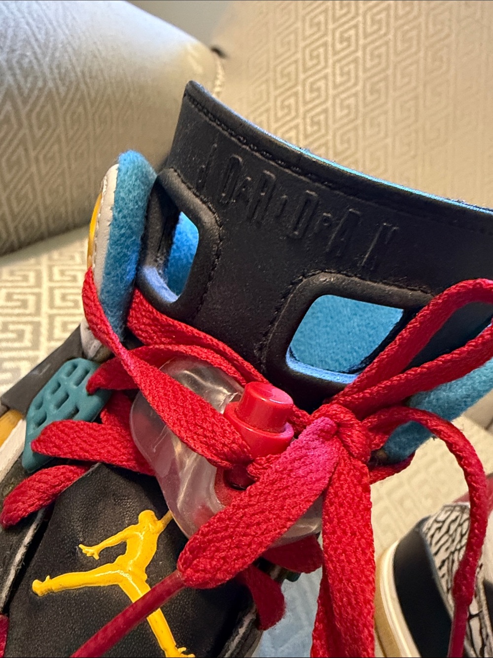 Jordan Multicolor White Red Yellow Blue Retro Style Sneakers - Picture 6 of 7